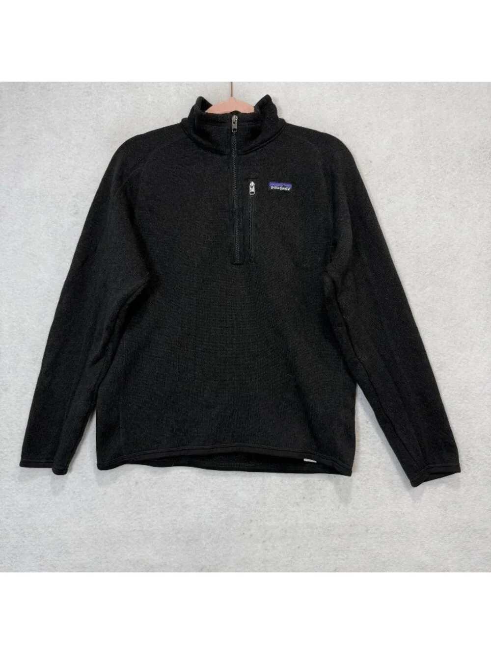 Patagonia Pullover Mens Medium Black Fleece 1/4 Zip Chest Pocket Hiking Layer